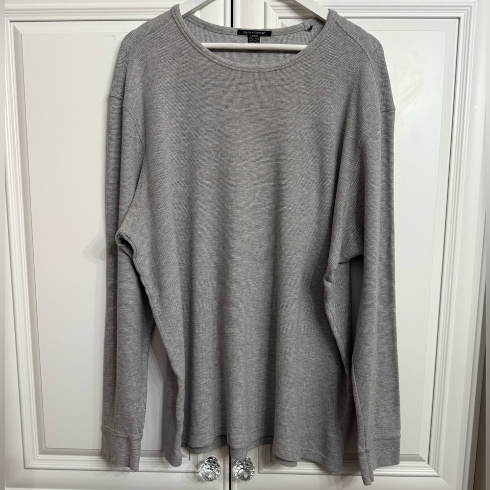 Field & Stream Sz XXL Grey Long Sleeve Crew Neck Henley Shirt Layer Base Warm